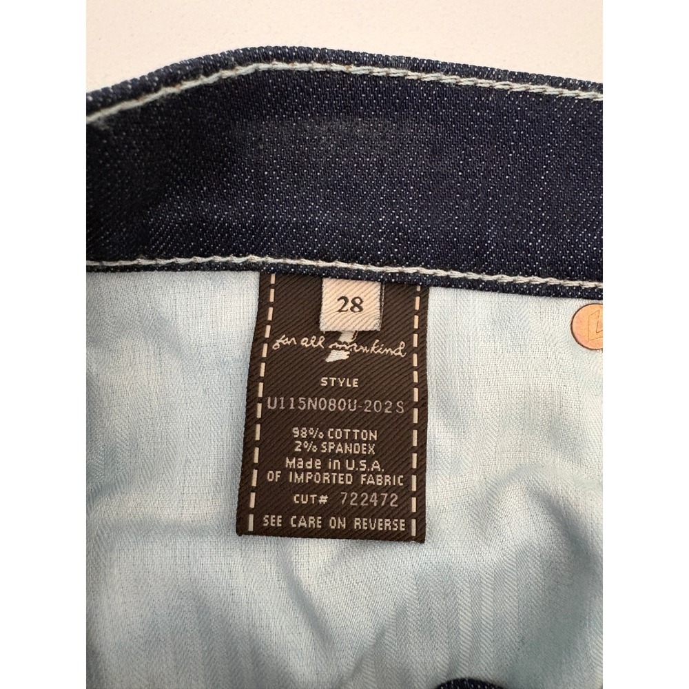 7 For All Mankind Dojo Wide Flare Leg Jeans Size 28 Dark Indigo Cotton 7FAM - Picture 9 of 10